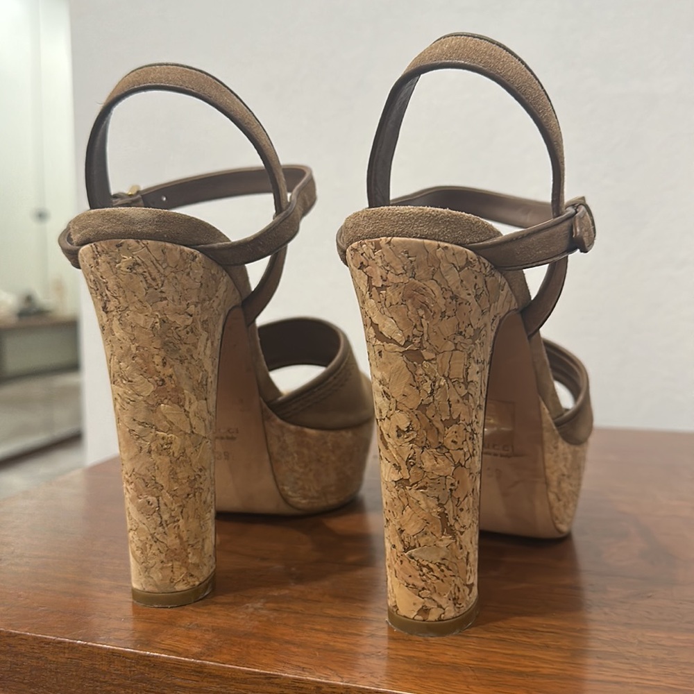 Gucci Cork Platform Heels Tan 39 - Picture 5 of 5
